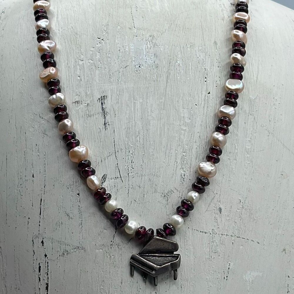Sterling silver cultured freshwater pearls and purple glass disks